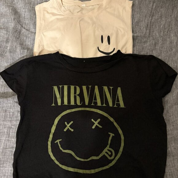 Nirvana/Smiley Face Crop Top Bundle - Picture 1 of 5